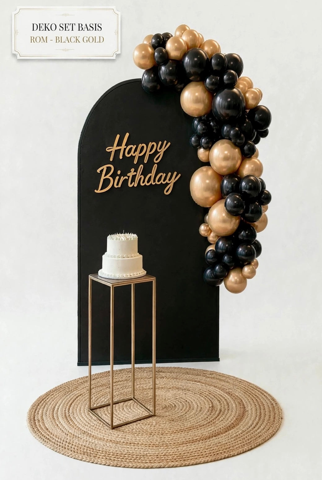 Geburtstagsdeko set mit aufgeblasen Ballon- Black und Gold Zürich – Deko-Sets für den 18., 30., 40., 50. & 60. Geburtstag