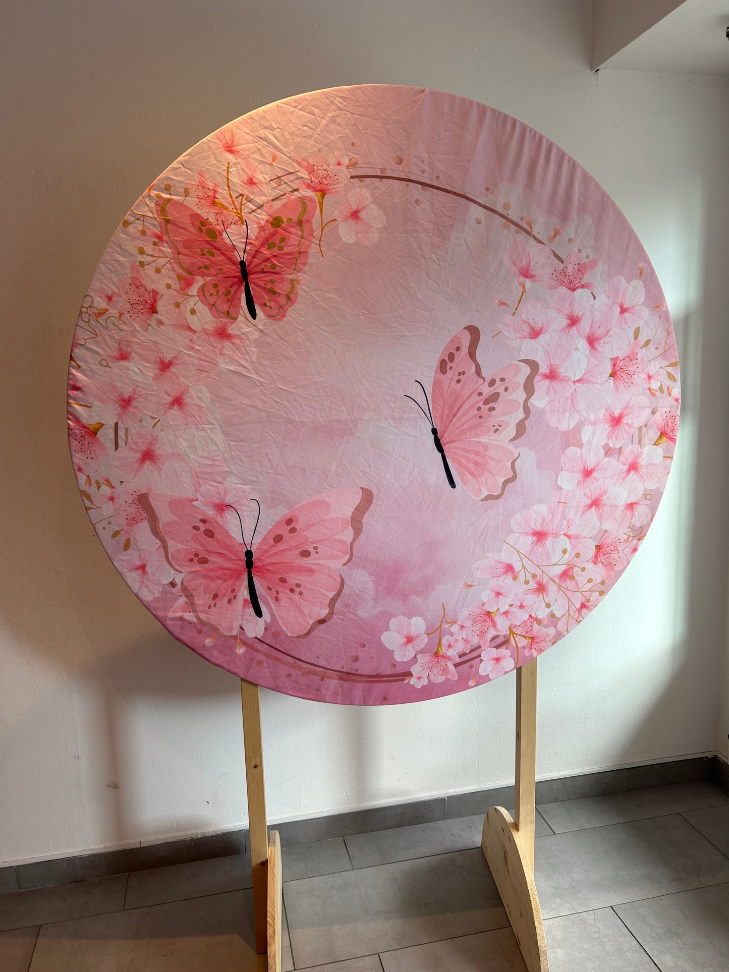 Geburtstag Party Dekoration -Hintergrund rund MDF mit überdecken Schmetterling